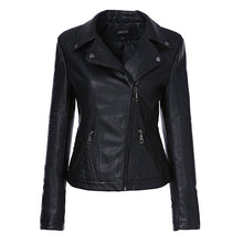 Load image into Gallery viewer, Leather Jackets 2019 New Spring Women Faux  Fashion Black Color Turn-Down Collar Zippers Short