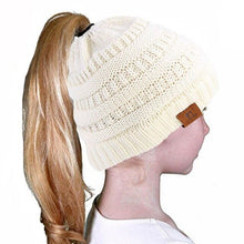 Load image into Gallery viewer, Ponytail Beanie Hat Children Kids Girl Winter Warm Beanie Slouchy Hat