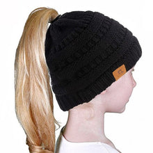Load image into Gallery viewer, Ponytail Beanie Hat Children Kids Girl Winter Warm Beanie Slouchy Hat