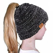 Load image into Gallery viewer, Ponytail Beanie Hat Children Kids Girl Winter Warm Beanie Slouchy Hat