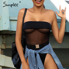 Load image into Gallery viewer, Padded Swimwear Simplee Sexy mesh women bodysuits Buckle