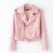 Load image into Gallery viewer, Leather Jackets 2019 Spring Bright Yellow Women   Zipper Leather Coa