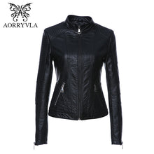Load image into Gallery viewer, Leather Jackets 2019 New Spring   Black Color Mandarin Collar Zippers Short