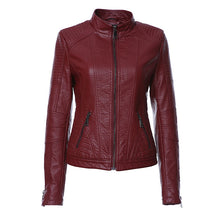 Load image into Gallery viewer, Leather Jackets 2019 New Spring   Black Color Mandarin Collar Zippers Short