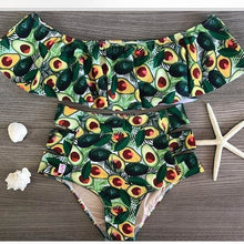 Load image into Gallery viewer, Padded Swimwear Floral Ruffled Hem Bikini Set Women Flora