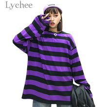 Load image into Gallery viewer, Color Block Top Trendy Hit Color Stripes Women T-Shirt Long Sleeve Short