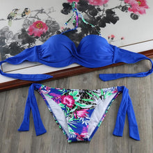Load image into Gallery viewer, Padded Swimwear Bikini Solid Strappy Bandage Bikinis Set White Push Up