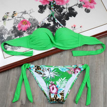Load image into Gallery viewer, Padded Swimwear Bikini Solid Strappy Bandage Bikinis Set White Push Up