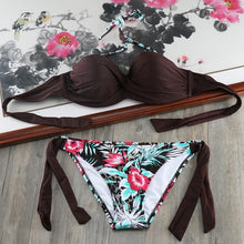Load image into Gallery viewer, Padded Swimwear Bikini Solid Strappy Bandage Bikinis Set White Push Up