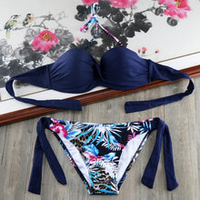 Load image into Gallery viewer, Padded Swimwear Bikini Solid Strappy Bandage Bikinis Set White Push Up