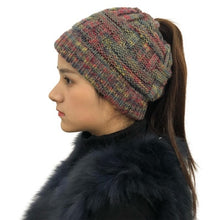 Load image into Gallery viewer, Ponytail Beanie Hat Winter Women Hat Ladies Girl Stretch Knit Hat