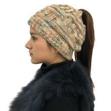 Load image into Gallery viewer, Ponytail Beanie Hat Winter Women Hat Ladies Girl Stretch Knit Hat