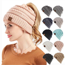 Load image into Gallery viewer, Ponytail Beanie Hat Europe and the United States hot winter wool hat 100% acrylic open ponytail