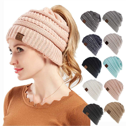 Ponytail Beanie Hat Europe and the United States hot winter wool hat 100% acrylic open ponytail