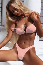 Load image into Gallery viewer, Padded Swimwear 2019 New Sexy Brazilian Bikini Set Women Low Waist Swimsuit Solid Swimwear
