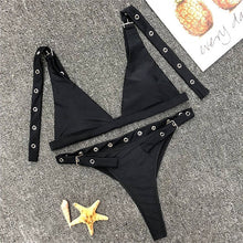 Load image into Gallery viewer, Padded Swimwear Neon Green High Waist bikini 2019 Adjust Strap Swimsuit