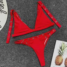 Load image into Gallery viewer, Padded Swimwear Neon Green High Waist bikini 2019 Adjust Strap Swimsuit