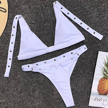Load image into Gallery viewer, Padded Swimwear Neon Green High Waist bikini 2019 Adjust Strap Swimsuit