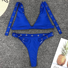 Load image into Gallery viewer, Padded Swimwear Neon Green High Waist bikini 2019 Adjust Strap Swimsuit