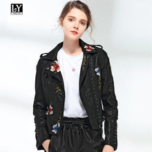 Load image into Gallery viewer, Leather Jackets  Faux Soft Leather Embroidery Jacket Coat