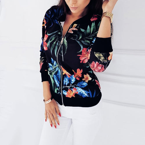 Floral Spring JacketFloral Printed Spring Women's Jackets Plus Size