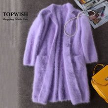 Load image into Gallery viewer, Lambs wool Coat Luxury Long Mink Cashmere Coat Women