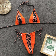Load image into Gallery viewer, Padded Swimwear  Triangle leopard bikinis 2019