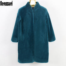 Load image into Gallery viewer, Lambs wool Coat  Real fur coat female Medium plus size shearling sheep