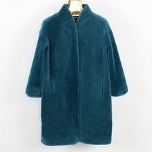 Load image into Gallery viewer, Lambs wool Coat  Real fur coat female Medium plus size shearling sheep