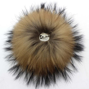 Ponytail Beanie Hat  Real Raccoon Fur Pompoms Fur balls for knitted beanies