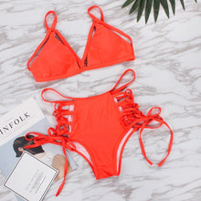 Load image into Gallery viewer, Padded Swimwear 2019 Vintage Neon Yellow Bikini Set Sexy Swimsuit Women