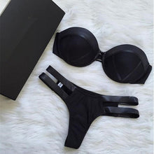 Load image into Gallery viewer, Padded Swimwear Black Bandage Swimsuit 2019 Sexy Brazilian
