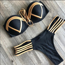 Load image into Gallery viewer, Padded Swimwear Black Bandage Swimsuit 2019 Sexy Brazilian