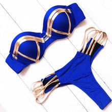 Load image into Gallery viewer, Padded Swimwear Black Bandage Swimsuit 2019 Sexy Brazilian