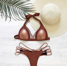Load image into Gallery viewer, Padded Swimwear Black Bandage Swimsuit 2019 Sexy Brazilian