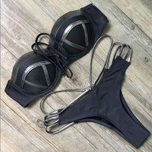 Load image into Gallery viewer, Padded Swimwear Black Bandage Swimsuit 2019 Sexy Brazilian