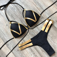 Load image into Gallery viewer, Padded Swimwear Black Bandage Swimsuit 2019 Sexy Brazilian