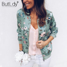 Load image into Gallery viewer, Floral Spring Jacket l Print Zipper Casual Jacket Women 2019 Spring Summer Long Sleeve Loose Bomber