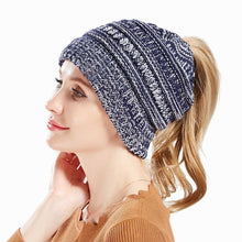 Load image into Gallery viewer, Ponytail Beanie Hat  Winter   Women Crochet Knit