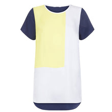 Load image into Gallery viewer, Color Block Top  Women T Shirt Summer Color Block Short Sleeve O-Neck Casual T Shirts Tunic