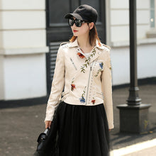 Load image into Gallery viewer, Leather Jackets  Women Faux  Embroidery Motorcycle Black Punk