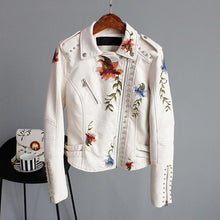 Load image into Gallery viewer, Leather Jackets  Women Faux  Embroidery Motorcycle Black Punk