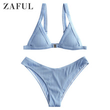 Load image into Gallery viewer, Padded Swimwear Bikini 2019 Textured Ribbed Front Closure Bikini Set