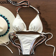 Load image into Gallery viewer, Padded Swimwear 2019 Sexy Halter Swimsuit Women Thong Micro Bikini String Padded