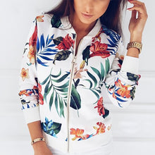 Load image into Gallery viewer, Floral Spring Jacket Print Bomber Jacket Women Flowers Zipper Up Retro Coat Spring 2019 Summer Long