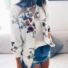 Load image into Gallery viewer, Floral Spring Jacket Print Bomber Jacket Women Flowers Zipper Up Retro Coat Spring 2019 Summer Long