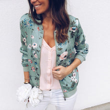 Load image into Gallery viewer, Floral Spring Jacket Print Bomber Jacket Women Flowers Zipper Up Retro Coat Spring 2019 Summer Long