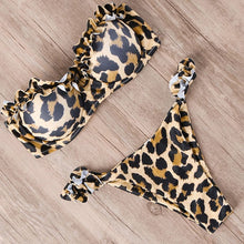 Load image into Gallery viewer, Padded Swimwear Bandeau Bikini Swimwear Women Swimsuit Sexy Ruffle Bikini Set