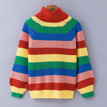 Load image into Gallery viewer, Oversized Sweater Rainbow turtleneck sweaters women winter