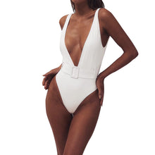 Load image into Gallery viewer, Padded Swimwear Sexy Women Jumpsuits 2019 Summer Solid V-neck Sleeveless